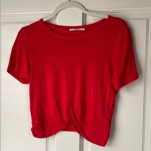 Papaya Red Twist Front Crop Top - large